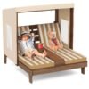 Kids Double Chaise Lounge Chair – Brown