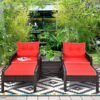 5-Piece Patio Rattan Furniture Set – Red