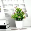 Small Artificial Potted Plant with Flowers – Green