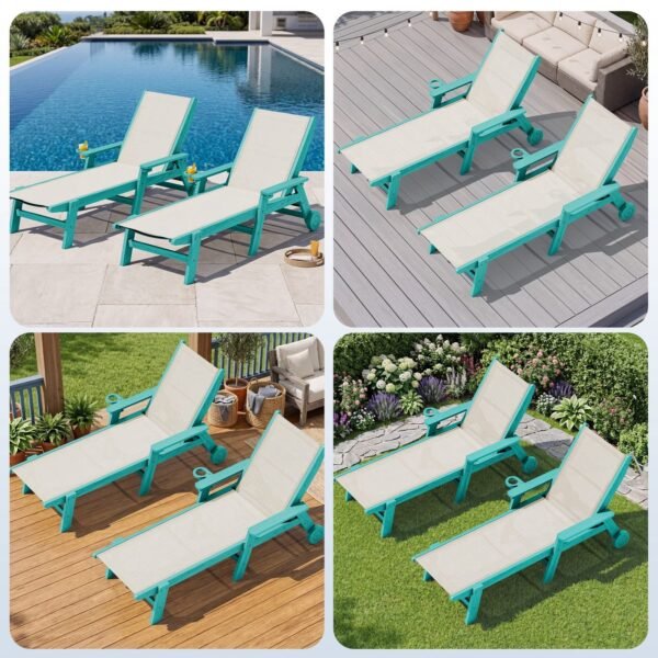 Textilene Outdoor Chaise Lounge Chair – Aruba Blue