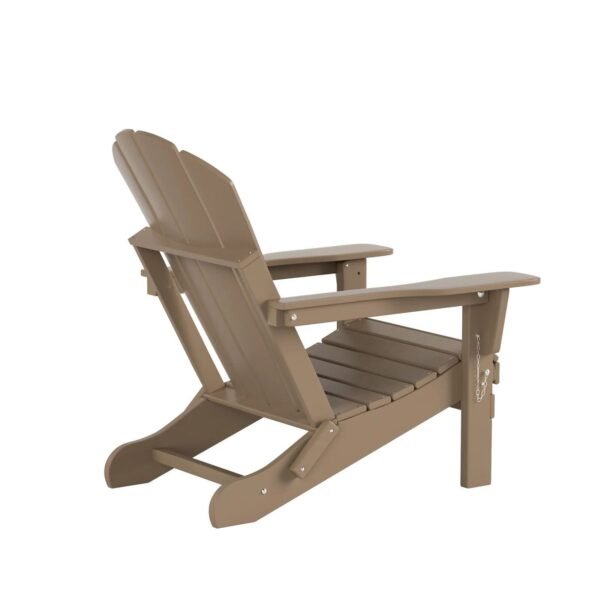 Outdoor Adirondack Chair & Ottoman Set – Weathered Wood