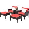 5-Piece Patio Rattan Furniture Set – Red