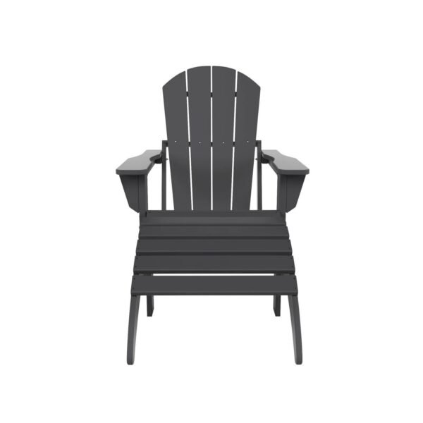 Outdoor Adirondack Chair & Ottoman Set – Gray