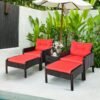 5-Piece Patio Rattan Furniture Set – Red