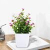 Small Artificial Potted Plant with Flowers – Green
