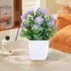 Small Artificial Potted Plant with Flowers – Green