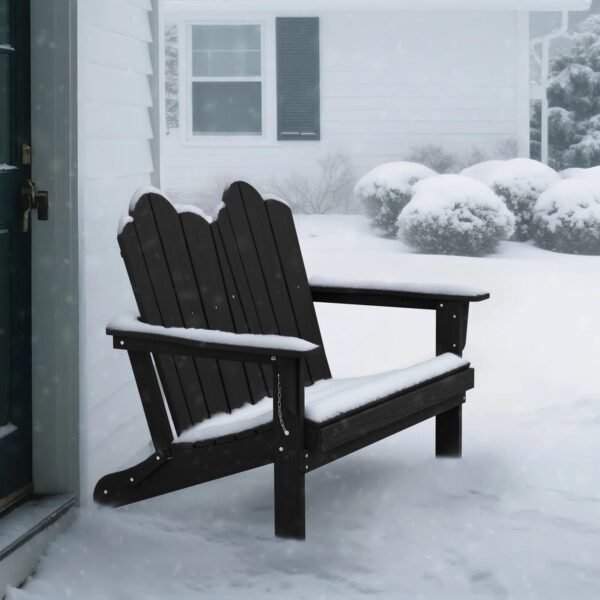 Folding Adirondack Outdoor Bench – Black