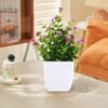 Small Artificial Potted Plant with Flowers – Green