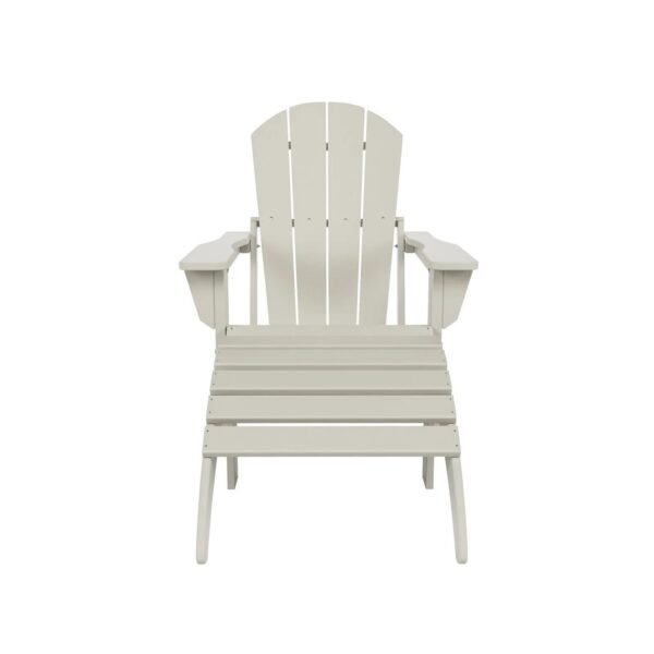 Outdoor Adirondack Chair & Ottoman Set – Sand