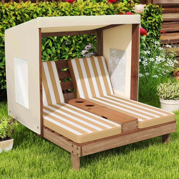 Kids Double Chaise Lounge Chair – Brown