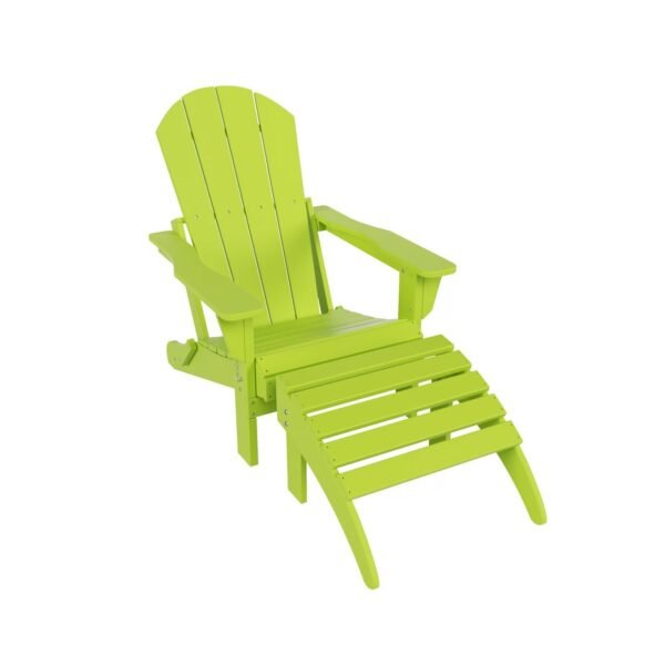 Outdoor Adirondack Chair & Ottoman Set – Lime