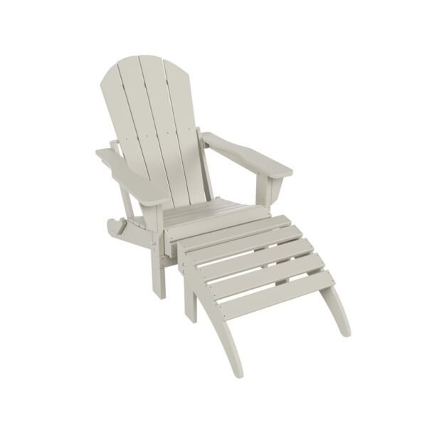 Outdoor Adirondack Chair & Ottoman Set – Sand