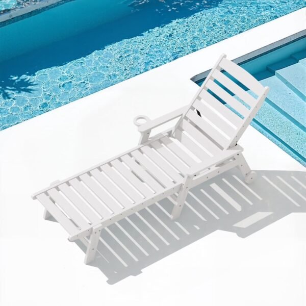 Outdoor Chaise Lounge Chair – White