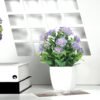Small Artificial Potted Plant with Flowers – Green