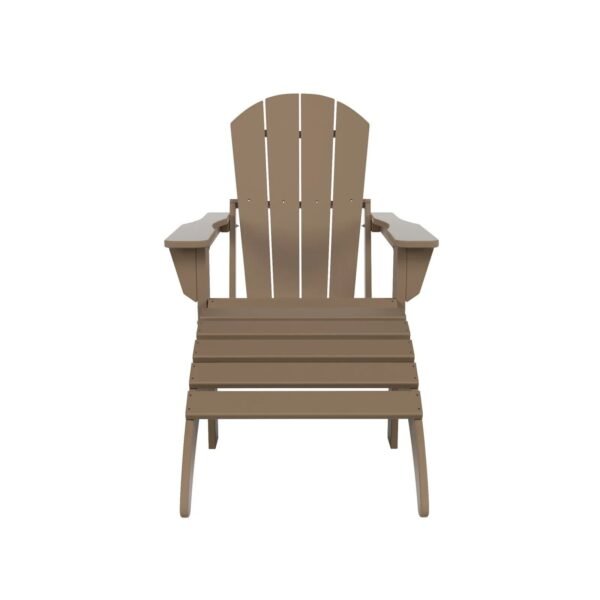 Outdoor Adirondack Chair & Ottoman Set – Weathered Wood