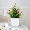 Small Artificial Potted Plant with Flowers – Green