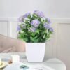 Small Artificial Potted Plant with Flowers – Green