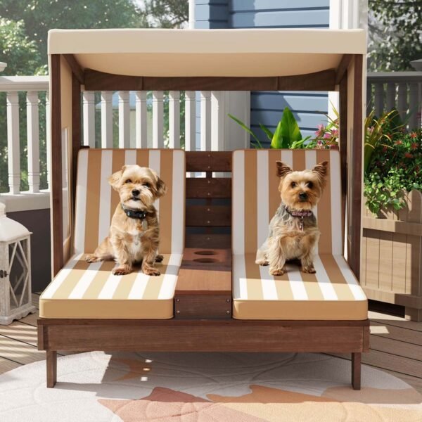Kids Double Chaise Lounge Chair – Brown
