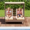 Kids Double Chaise Lounge Chair – Brown