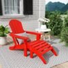 Outdoor Adirondack Chair & Ottoman Set – Red