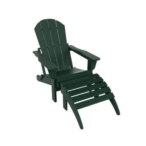 i1lhflfe1hykyakfxazk.jpg Outdoor Adirondack Chair & Ottoman Set – Dark Green