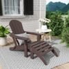 Outdoor Adirondack Chair & Ottoman Set – Dark Brown