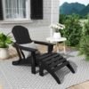 Outdoor Adirondack Chair & Ottoman Set – Black